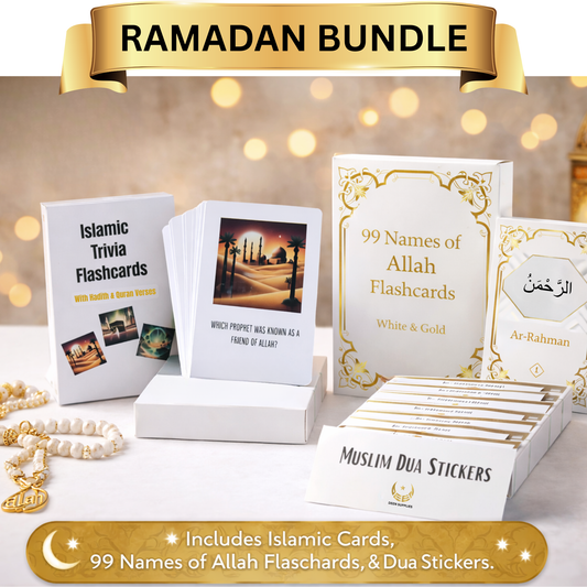 Ramadan Collection, Ramadan bundle with flashcards and stickers on a decorative background